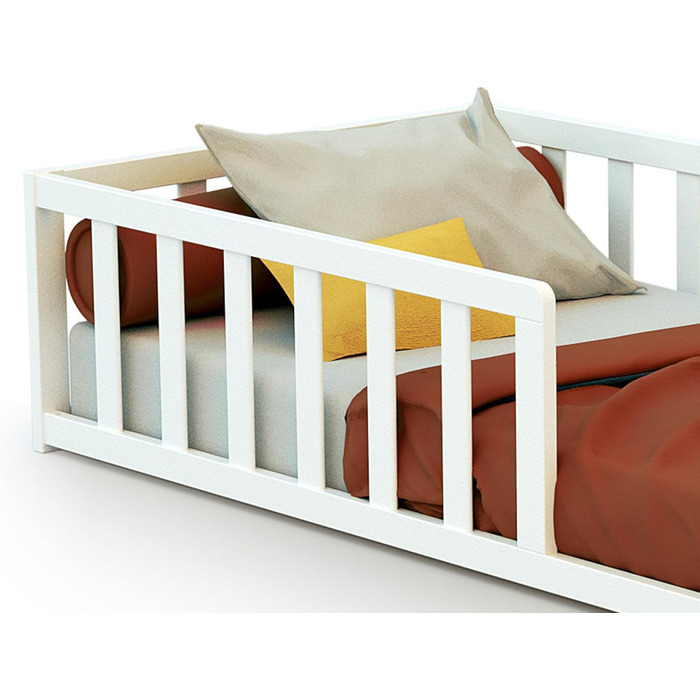 Дерев&39яне ліжко для немовлят 70x140 см Біле З бар&39єрами З бар&39єрами Ліжечко Дитяче ліжко Рейкова основа в комплекті Комфорт сну Незалежність Безпека Дитяче ліжко Біле
