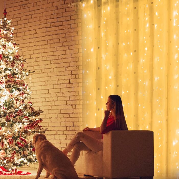 Завіса казкових вогнів Yizhet 3x3m Світлодіодна завіса казкових вогнів Світлодіодна завіса казкових вогнів з 8 режимами, водонепро