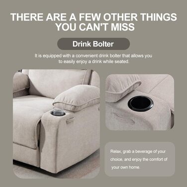 Крісло-гойдалка з функцією масажу, крісло для телевізора з функцією відкидання, вібрація, підігрів, товста спинка та підлокітники, масажне крісло з функцією гойдання, поворот на 360, бежевий