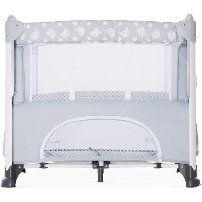 Ліжечко-колиска Hauck Baby Sleep N Care Plus Travel Bed Crib, від народження до 9 кг, з відкидною бічною панеллю, відділенням для зберігання та 2 кишенями, компактно складається, включаючи сумку для перенесення складну основу (Teddy Grey) Sleep N Care Plu