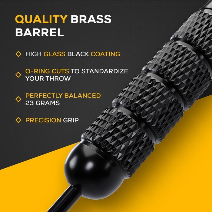 Дартс KOTO KOTO - Набір латунних стріл для дротиків, включаючи 4 набори чорних латунных дротиків (23 грифи), 4 набори дергань (100 мікрон) футляр з чорними алюмінієвими древками