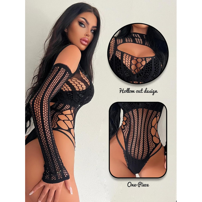 Жіночий боді Buitifo, сітчастий, з рукавами, боді-комбінезон для вечірок та рэйв, універсальний розмір