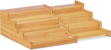 Бамбукова полиця для спецій Relaxdays, 4 полиці, висувна, натуральний вигляд, вологостійка, ВШХ 138,5x28 см, натуральний колір