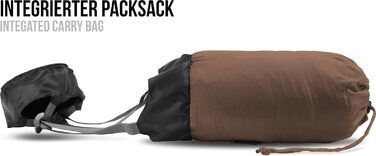 Ультралегкий спальний мішок normani Runty КОМПАКТНИЙ РОЗМІР Наповнювач з 3D мікрофібри Microtech, водонепроникний літній спальний мішок коричневого кольору 210 см x 75 см x 60 см (правий)