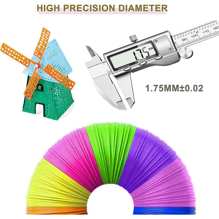 Нитка 3D-ручка 1,75 мм PLA, 10 кольорів, по 5М, набір наповнювачів для 3D-ручок, стартовий набір аксесуарів для 3D-ручок для дітей і дорослих, нитка 3D-ручки для ручки 3D-принтера