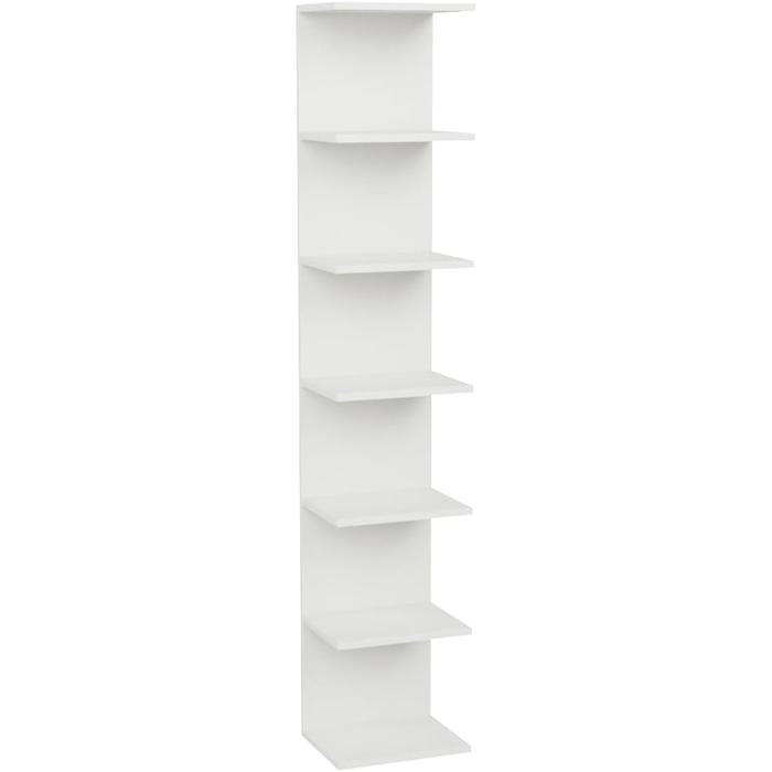 Настінна полиця, книжкова шафа, настінний модуль, стелажі, плаваючі полиці, книжкова шафа, полиці для зберігання папок для спальні, вітальні, ванної кімнати, кухні, офісу, 7 полиць, білий, Blanc 7 etagres 7 Regal