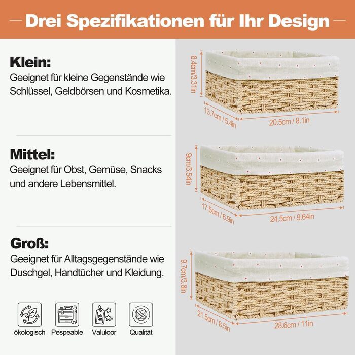 Кошик для зберігання, плетений кошик для хліба, 3 шт., подарунковий кошик, невеликий набір, коробка для зберігання з ротанга з підкладкою, декоративний плетений кошик для хліба для вітальні, подача випічки, хакі