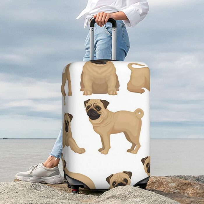 Чохол для валізи Мопс-цуценя, еластичний захист від подряпин, розмір M, чорний, 85 см