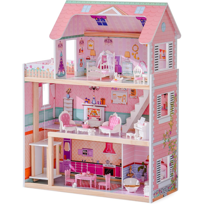 Дерев&39яний ляльковий будиночок ROBUD для дітей, іграшка-подарунок для дівчаток та хлопчиків віком 3, 4, 5, 6 років, милий ляльковий будиночок