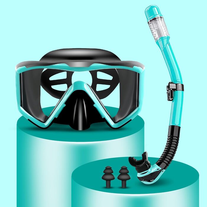 Набір для дорослого підводного плавання, маска для дайвінгу для дорослих із сухим підводним плаванням, водонепроникна маска для дайвінгу, захист від запотівання, захист від протікання, із загартованою скляною лінзою, набори для підводного плавання та дайв