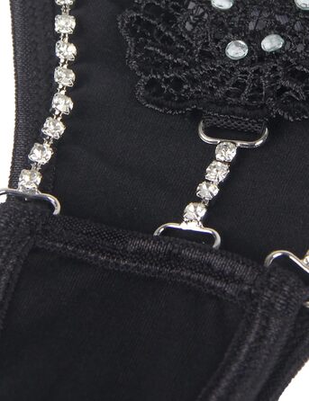 Сексуальні стрінги-стрінги для жінок зі стразами, ніжна вишивка, еротична білизна, великі розміри, бразильські труси, жіноча білизна, пишні мікробікіні, регульовані міні-стрінги, Т-подібна спинка, SM 1-чорний