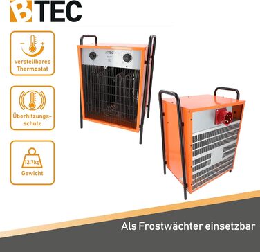 Тепловентилятор 22000 Вт - Електричний обігрівач - 3 режими нагріву - Монітор замерзання - Ідеально підходить для будівельного май