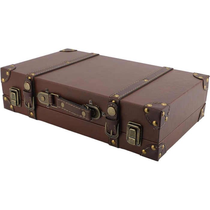 Ретро антикварна дерев&39яна валіза, декоративний футляр для багажу, міцна коробка для зберігання святкового реквізиту та фотореквізиту, матеріал коричневий, 34 x 20 x 8 см