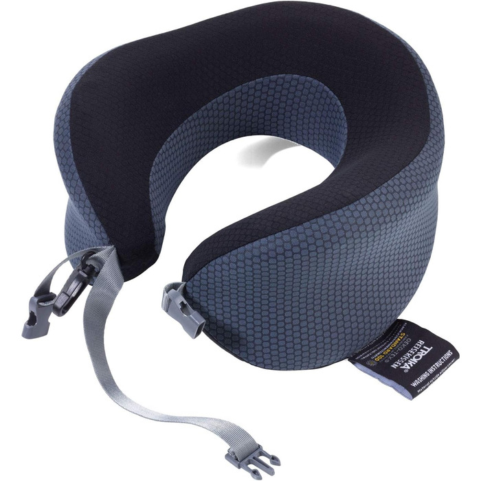 Подушка для шиї Troika Business у поліестеровому компресійному чохлі, що згортається, колір сірий/чорний, постійно стабільна розмірна стійкість, BBG61/GY