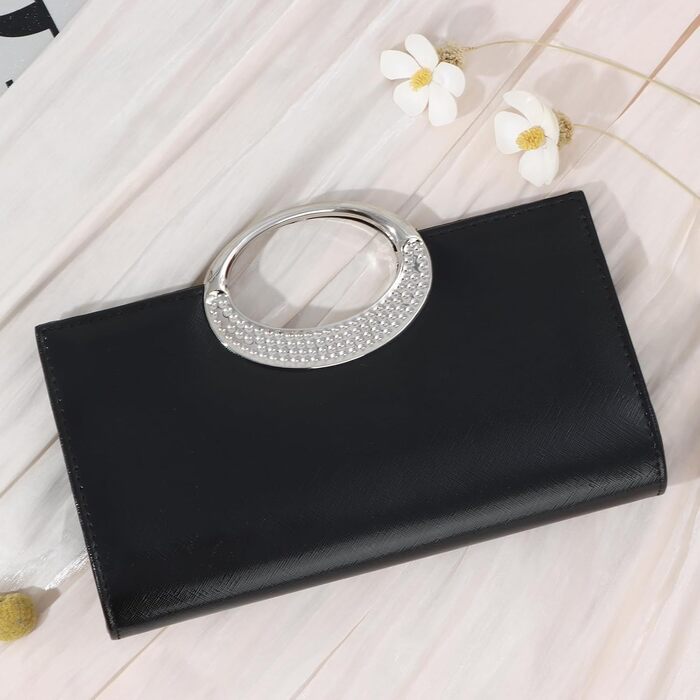 Чорне клатч-зімкнення зі знімним ланцюжком. Елегантна жіноча сумочка для вечірок, весіль, вечер та повсякденного використання.