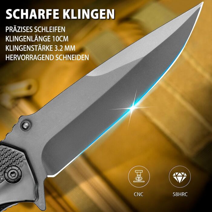 Кишеньковий ніж NedFoss FA48, рятувальний ніж з ремінним різаком та склорізом, складаний ніж з затискачем для ременя, одноручний н