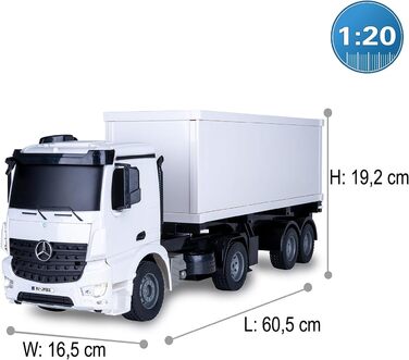 Радіокерований тягач Mercedes Benz Arocs 120, 2.4G, 2 швидкості, до 6 км/год, до 30 хв роботи, знімний напівпричіп та контейнер, двері відчиняються, 405148