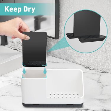 Тримач для зубної щітки для органайзера для ванної кімнати, тримач для електричної зубної щітки зі зливним отвором, знімний органайзер для зубної щітки для ванної кімнати, кухні та сімї (білий)