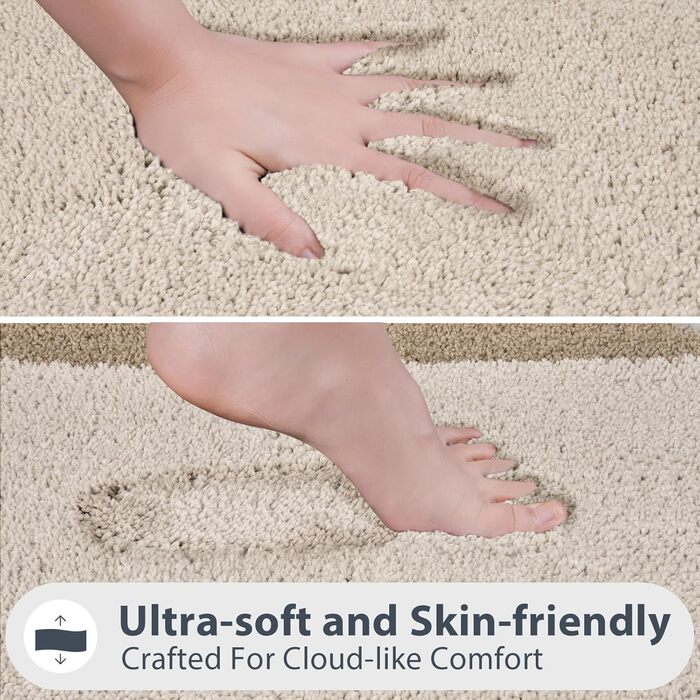 Килимок для ванної кімнати 50 x 76 см, нековзний килимок для ванни, килимок для ванни, що прається, килимок для душу, ванни та підлоги, бежевий 50 x 76 см