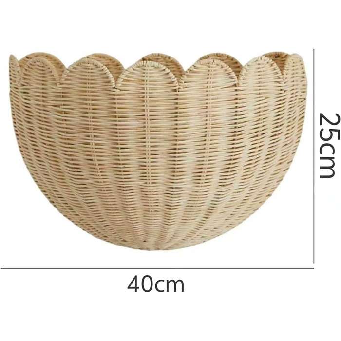 Плетений настінний кошик з ротанга, підвісний кошик у стилі бохо, кошик для квітів, кошик для зберігання, декоративний кошик для вітальні, кухні, дитячої кімнати, ванної кімнати, спальні, коридору (великий x 2)