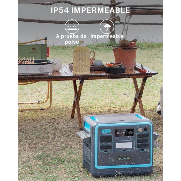 Портативна електростанція ECOPLAY SYD2400, сонячний генератор 2048 Вт-год LiFePO4 акумулятор, 2 години швидкої зарядки, 3 виходи з