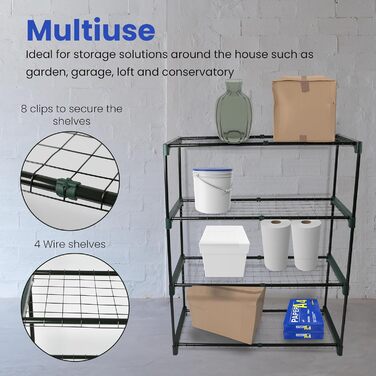 Садова полиця DIVCHI на 4 рівні Полиця для теплиці Полиця для сараю Полиці для рослин Полиця для гаража Вітрина для теплиці легке складання без інструментів (2 шт.) (Квіткові горщики не входять до 2 шт. (4-рівнева))