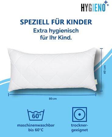 Дитяча подушка Koru Kids 40x80 см на блискавці - регульоване наповнення 600 г - дитяча подушка для алергіків - можна прати при 60C