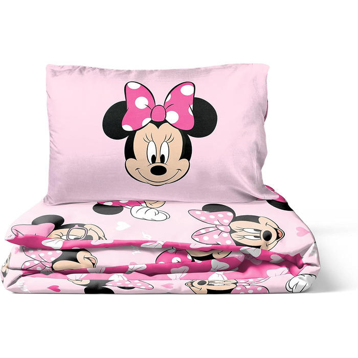 Бавовняний комплект дитячої постільної білизни 135x200 см односпальний розмір - підодіяльник наволочка 50x70 см рожевий - Minnie M