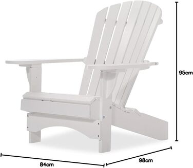 Оригінальні крісла Dream-Chairs з 2007 року Adirondack Chair Comfort de luxe в білому кольорі Садове крісло з ергономічною спинкою Крісло для патіо Садове крісло для балкона, саду максимальне навантаження 170 кг 98D x 84W x 95H см Білий - Лакований