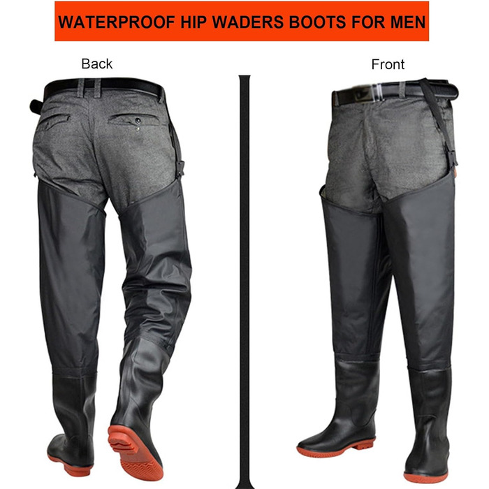 Чоловічі потовщені теплі вейдерси, заввишки 80 см, для риболовлі, полювання, активного відпочинку, розмір 38 EU, чорні