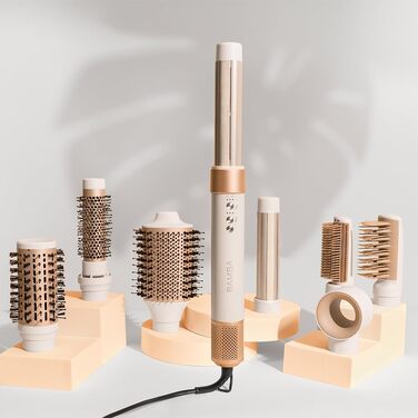 Термощітка Cecotec CeramicCare AirGlisse Champagne, 1400 Вт, 8 насадок, колір Champagne
