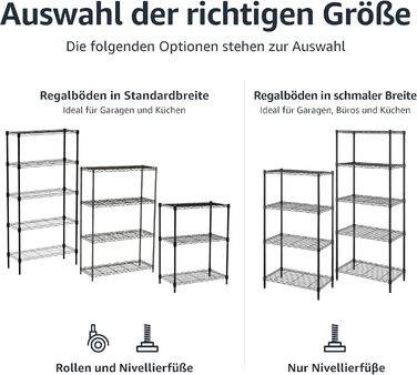 Вузька шафа для зберігання Storeo Basics з 4 полицями, регульованими по висоті полицями та ніжками, максимальна вага 363 кг, чорна, 34 см x 58,9 см x 121,9 см (Г x Ш x В) 4 полиці чорного кольору 34 Д x 58,9 Ш x 121,9 см