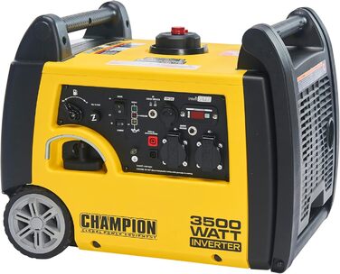 Мобільна генераторна установка Champion Power Equipment бензин (3100 Вт, портативний інвертор, генератор, ультратихий, з інтегрованою ручкою та колісною парою, ідеально підходить для активного відпочинку кемпінгу) 73001i-E-EU, жовтий