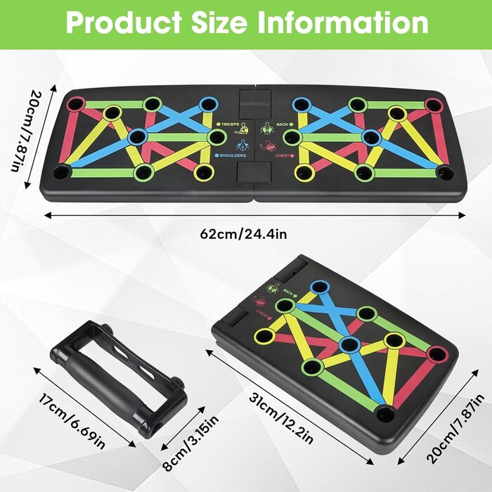 Дошка для віджимання покращена концепція складна дошка для віджимання ручки для домашнього тренажерного залу фітнес-обладнання для дому різнокольорове
