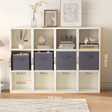 Коробка для зберігання Lifewit Fabric, складні куби для зберігання об&39ємом 18 л, органайзери з нетканого матеріалу з ручкою для полиць-кубів, вставка для полиць, 8 предметів, 26,5 x 26,5 x 28 см, сірий