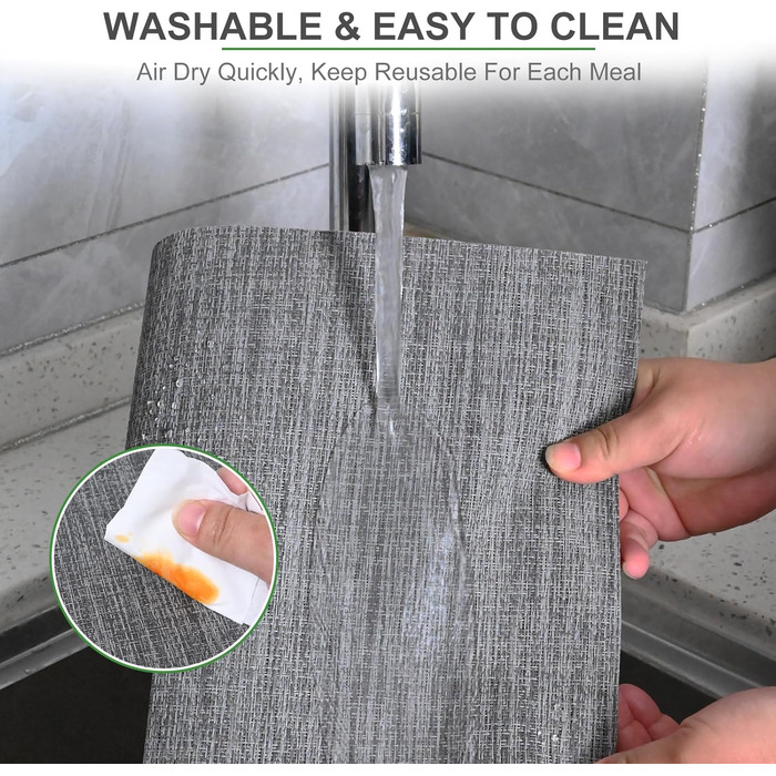 Серветки миються Набір з 6 вінілових серветок для обіднього столу Миються кухонні серветки Міцні серветки для інтер'єру на відкрит