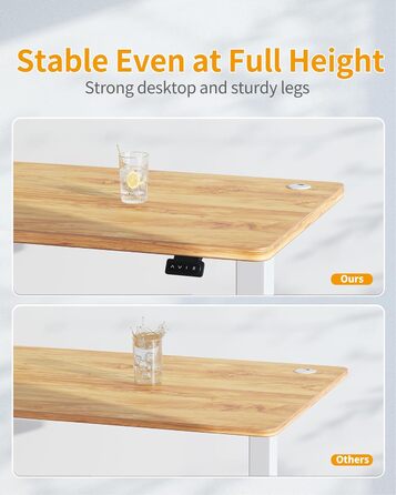 Електричний стіл CUBICUBI з регульованою висотою, 152 x 60 см, стіл для роботи стоячи зі сталевими Т-подібними ніжками, функція пам&39яті налаштувань, система запобігання зіткненням, біла рама/світло-коричнева стільниця 152 x 60 см світло-коричневого коль