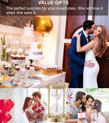 Пісочний годинник SuLiao для Uten, поворотний на 720, старовинний білий пісочний годинник, вінтажний пісочний годинник 1 Hora Reloj de Arena, великий метал, пісочне скло, офіс, письмовий стіл, дім, весільне оформлення (латунна рама, білий пісок, 30 хвилин