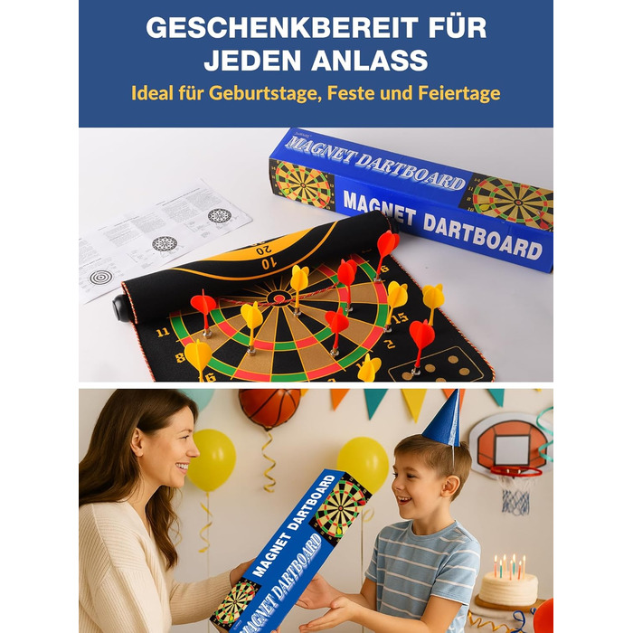 Магнітна мішень для дартсу BATURU для дітей віком від 4 років, двостороння магнітна мішень для дартсу з 12 безпечними дротиками, подарунок для хлопчиків на дні народження та Різдво, ігри в приміщенні/на вулиці