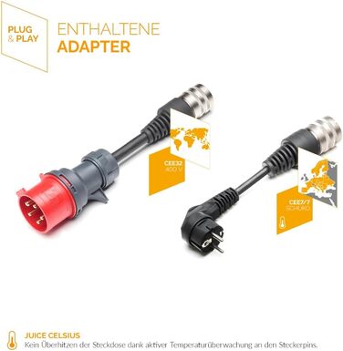 Базовий набір Juice Booster 2, мобільний настінний бокс 22 кВт без установки, зарядний пристрій для BEV з зарядним кабелем типу 2