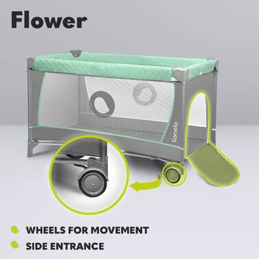 В1 дитяче ліжечко для подорожей, манеж з боковим входом, пеленальний столик, дві висоти підвіски матраца, іграшкове простирадло з