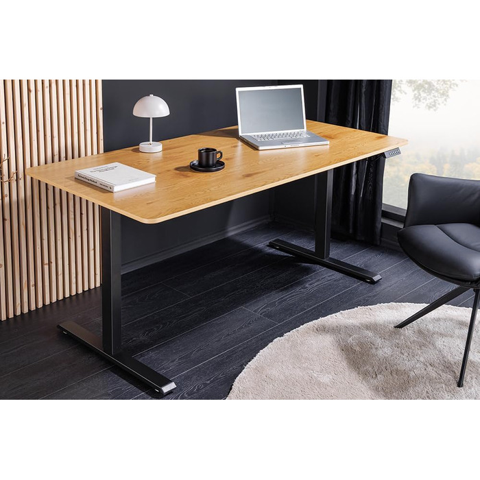 Стіл з регульованою висотою Дубовий стіл - 160 см - Натуральний - Дуб з чорними металевими ніжками Натуральний 160 см