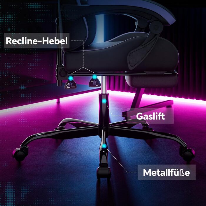 Офісне крісло, ігрове крісло, комп&39ютерне крісло з підставкою для ніг, м&39яке ігрове крісло, ігрове крісло для дорослих, обертове крісло, чорно-фіолетове