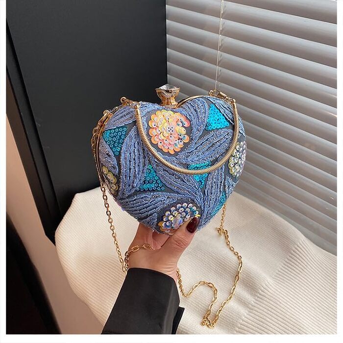 Елегантне клатч-сердечко Naimo з паєтками, міні-сумочка для вечірки, весілля або коктейлю, блакитний колір