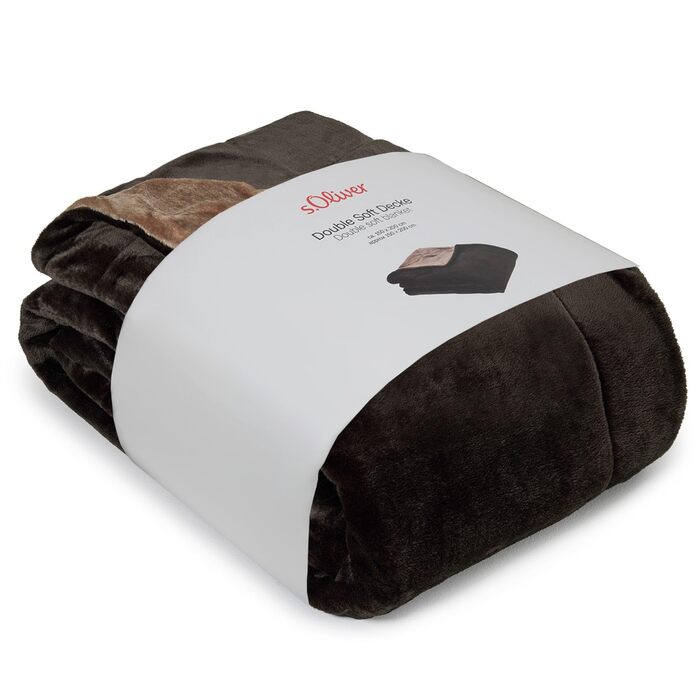 Флісова ковдра 150x200 - супер м&39яка та тепла, поліестерова флісова ковдра, темно-коричнева, 150 x 200 см, коричневий/бежевий