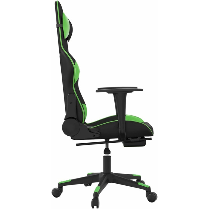 Геймерське крісло з підставкою для ніг, чорно-зелене, штучна шкіра, офісне крісло, для вітальні, офісу, спальні, модель 3143767 Чорний/Зелений