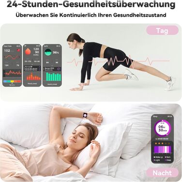 Розумний годинник для чоловіків та жінок, 1,83-дюймовий HD фітнес-трекер з крокоміром/монітором артеріального тиску/монітором серцевого ритму/функцією телефону, трекер сну, 120 спортивних режимів, водонепроникний фітнес- та спортивний годинник IP68 для iP