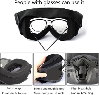 Страйкбольний шолом та повнолицьова маска, знімні страйкбольні окуляри, пейнтбольний шолом PJ Fast з переднім кріпленням для ПНВ та бічною планкою, сині лінзи