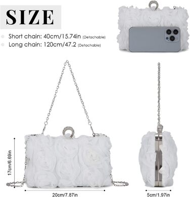 Клатч жіночий Blumen з ланцюжком, білий ідеальний аксесуар для вечірніх та урочистих подій