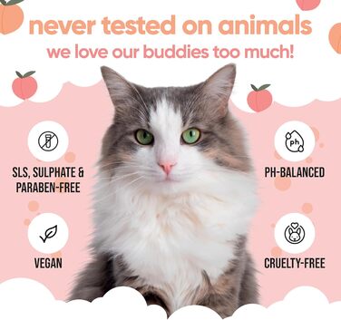 Шампунь для котів Buddycare Peach Шампунь для глибокого очищення Фруктовий аромат з алое вера та вітаміном B5 500 мл